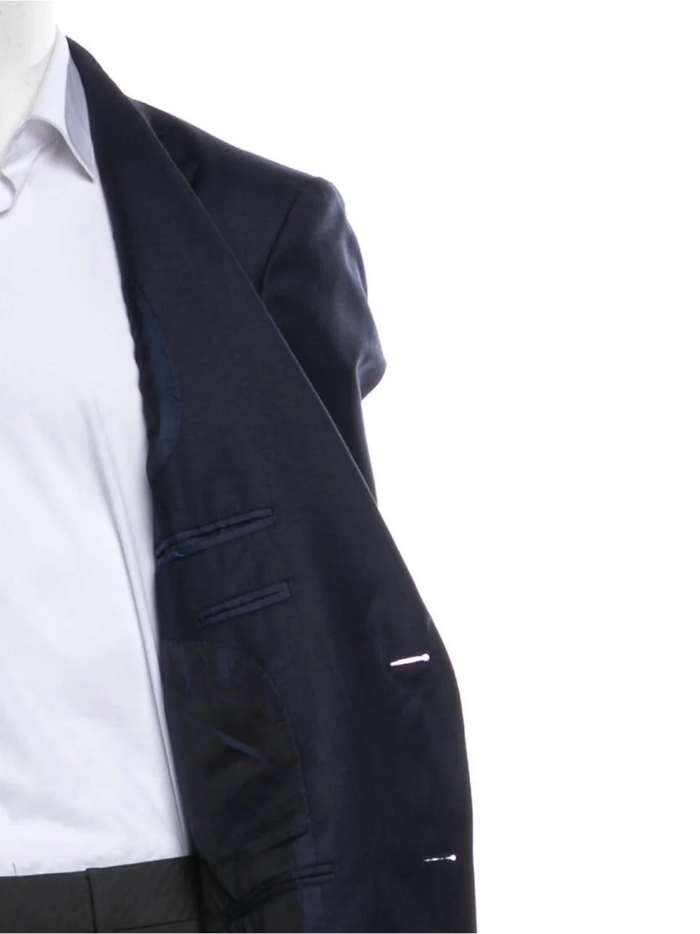 Salvatore Ferragamo Navy Single-Breasted Wool Blazer